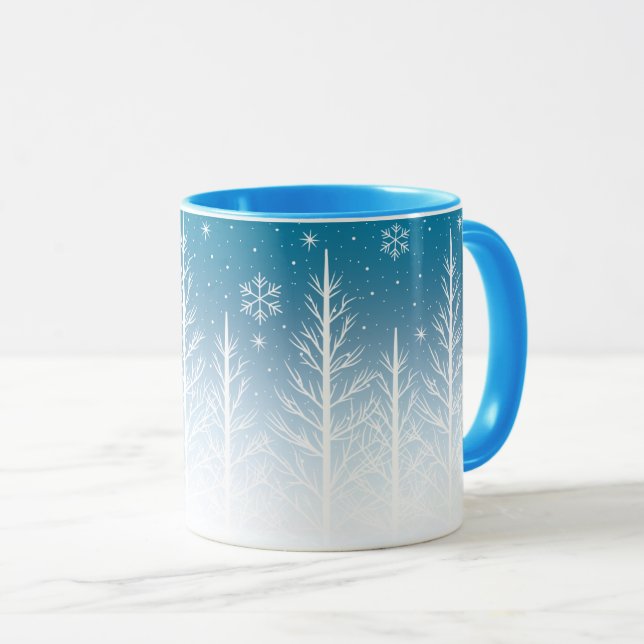 Taza Winter Wonderland Navidades de copos de nieve café (Anverso derecho)
