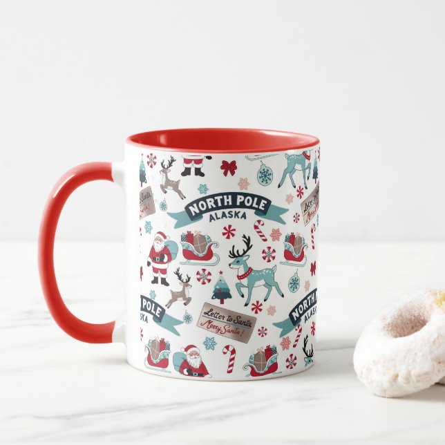 Taza Winter Wonderland - Santa Sleigh y Polo Norte (Con donut)