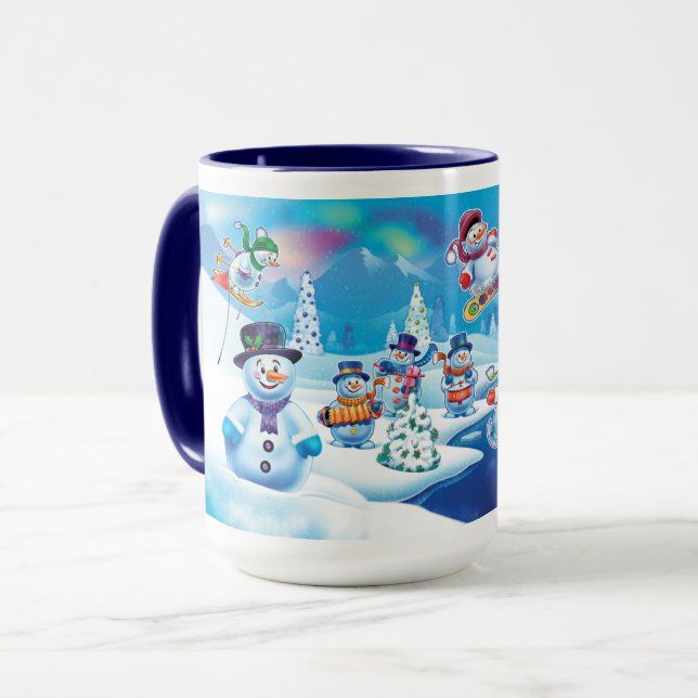 Taza Winter Wonderland snow people mug custom name (Anverso izquierdo)