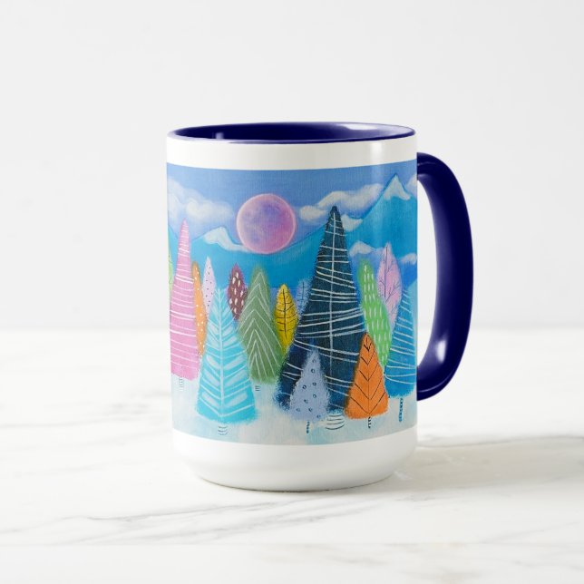 Taza Winter Wonderland Whimsical Forest Art (Anverso derecho)