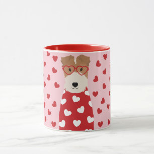 Taza Wire Fox Terrier Dog Glasses Red Pink
