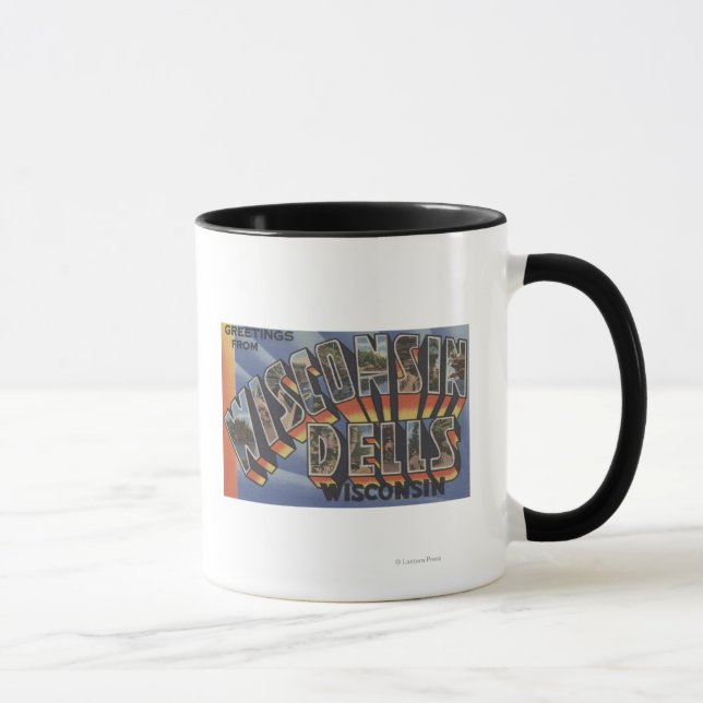 Taza Wisconsin Dells, Wisconsin - Escenas de letras gra (Derecha)