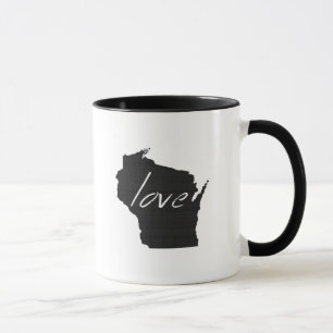 Taza Wisconsin Love State Map Shaped Black Chalkboard