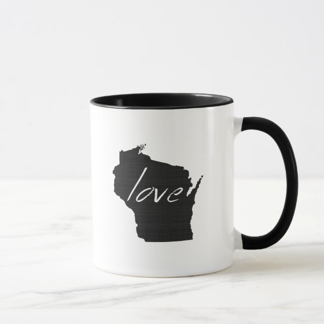 Taza Wisconsin Love State Map Shaped Black Chalkboard (Derecha)