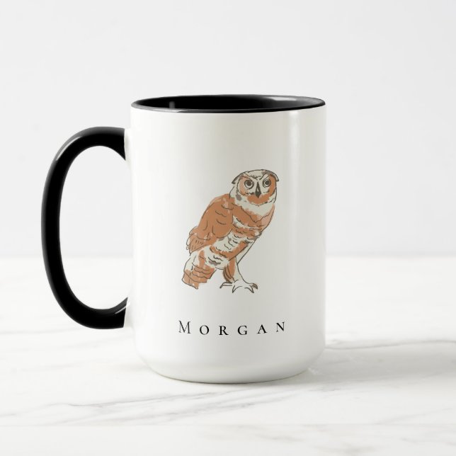 Taza Wise Owl Illustration Personalized Name Custom (Izquierda)