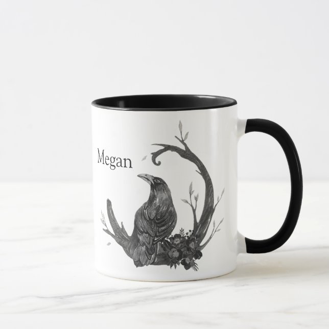 Taza Witchy Wicca Pagan Crow Raven (Derecha)