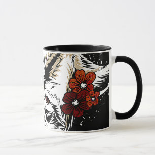 Taza Wolf Flower Tatoo Vintage