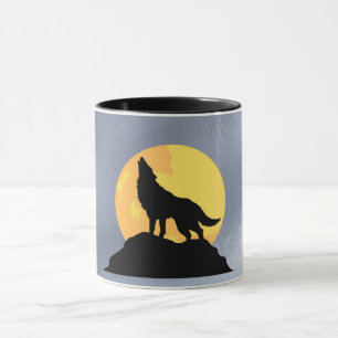 Taza Wolf Howling en la Luna