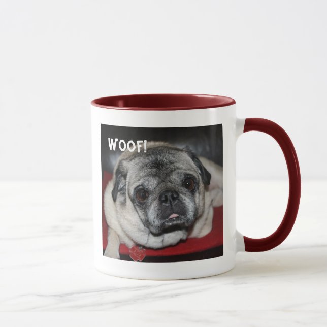 Taza Woof, Pug Ringer Mug (Derecha)