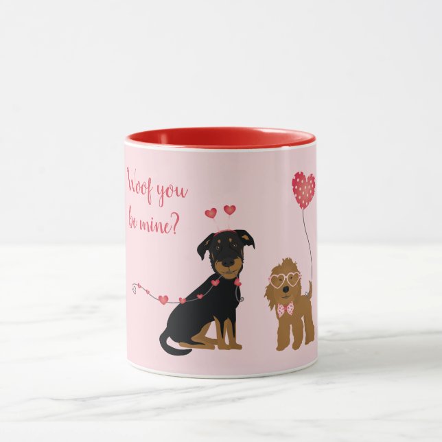 Taza Woof You Be Mine Valentine Dogs (Centro)