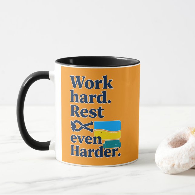 Taza Work Hard Rest Even Harder Beach Lifestyle Design (Con donut)