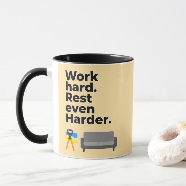 Taza Work Hard Rest Even Harder Minimal Quote Design (Con donut)