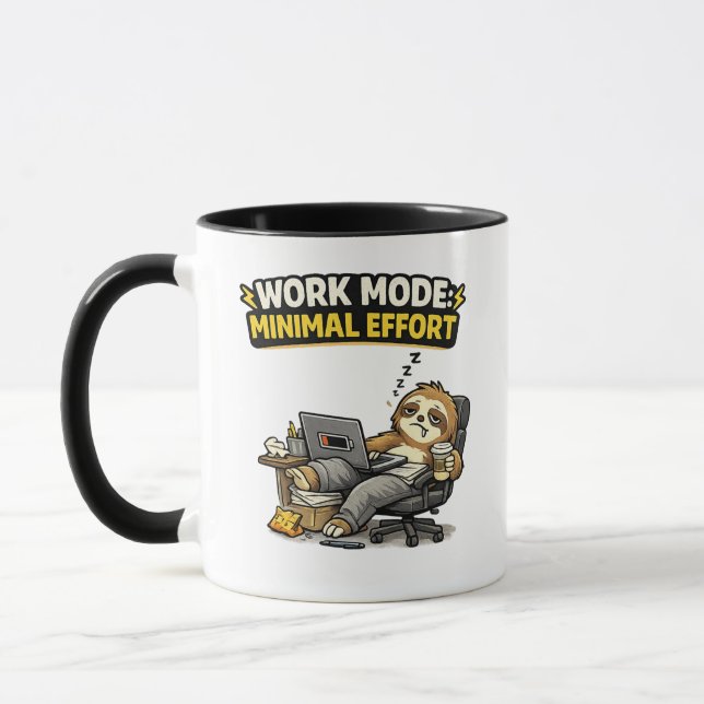 Taza Work Mode Minimal Effort Funny Sloth (Izquierda)