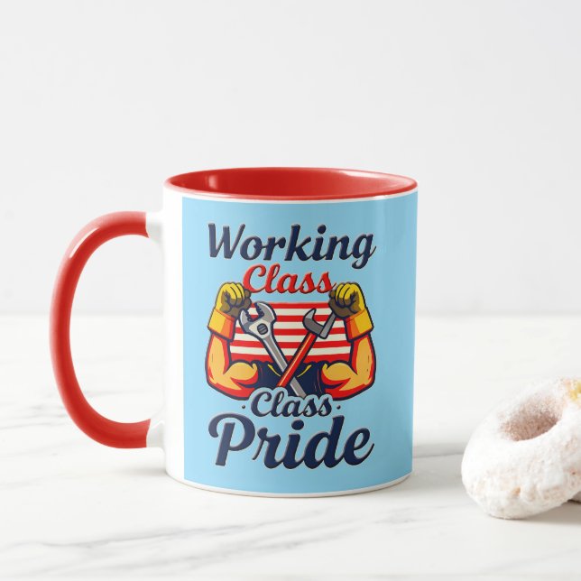 Taza Working Class Pride Strong Arms Design (Con donut)