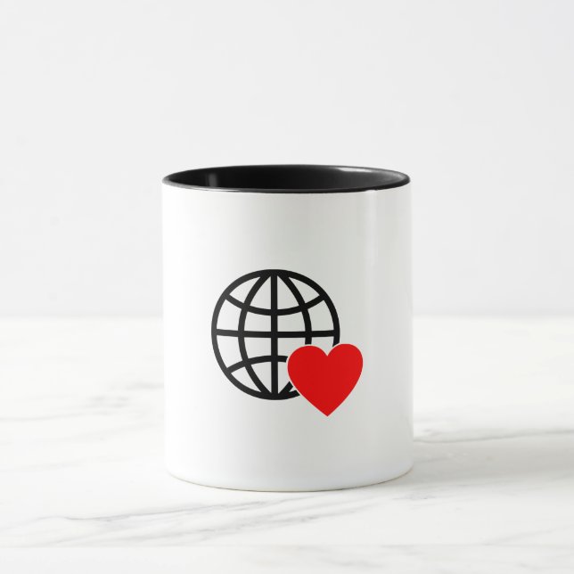Taza World Love Globe Icon | Heart Earth Summer Design (Centro)