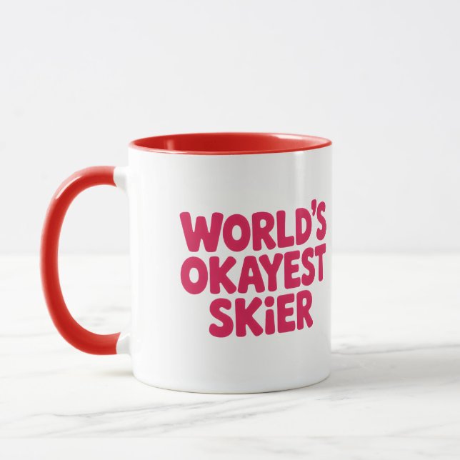 Taza World’s Okayest Skier Funny Ski Mug (Izquierda)