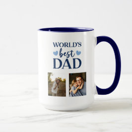 Taza World's Best Dad 2 photo collage coffe Mug
