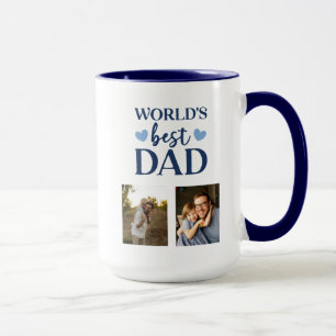 Taza World's Best Dad 2 photo collage coffe Mug