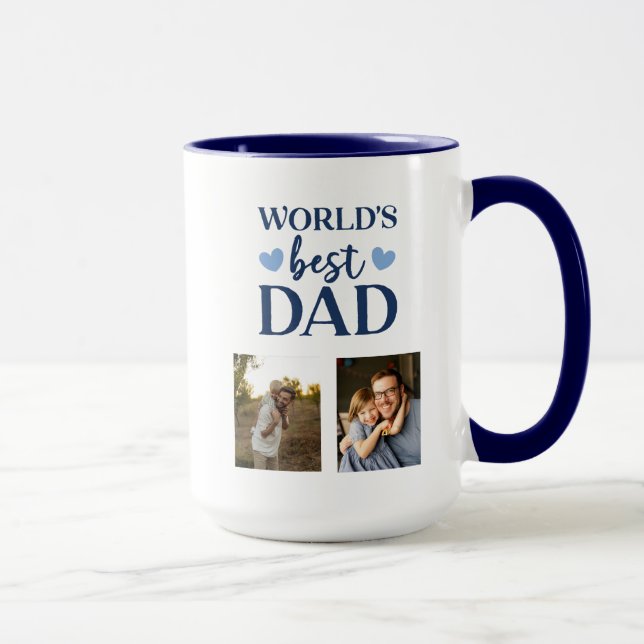 Taza World's Best Dad 2 photo collage coffe Mug (Derecha)