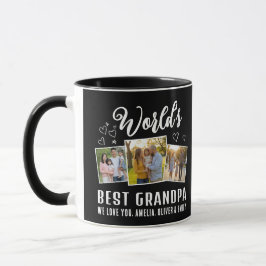 Taza World's Best Grandpa Custom 3 Photo Collage