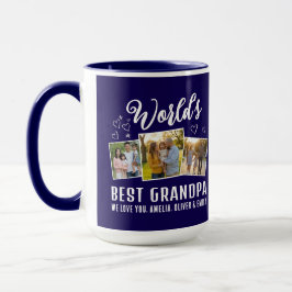 Taza World's Best Grandpa Custom 3 Photo Collage