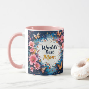 Taza World's Best MOM Flowers Butterfly