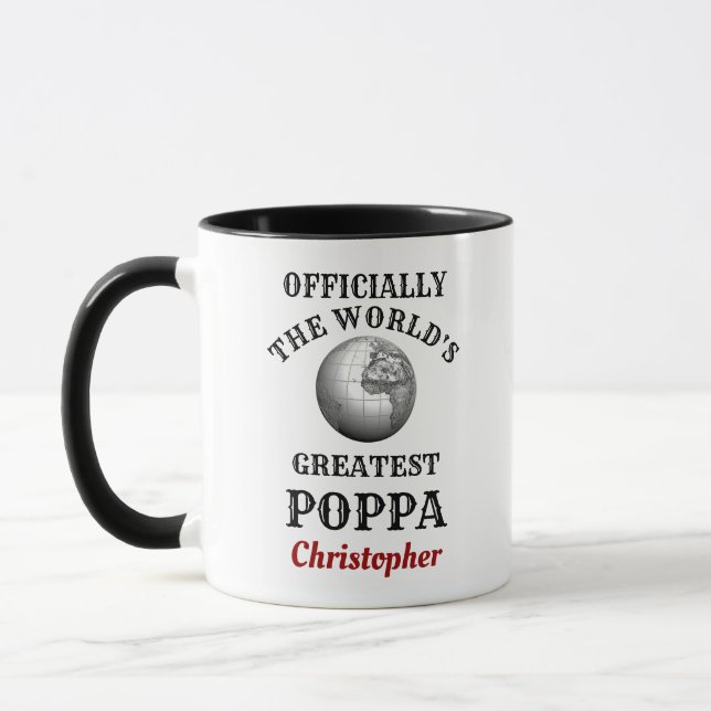 Taza Worlest Greatest Poppa Añadir tu nombre papá (Izquierda)