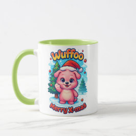 Taza Wuffoo Shelly Feliz Navidad Kawaii 3D Navideño