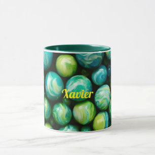 Taza XAVIER ~ Mug personalizado ~ Mármoles verdes ~