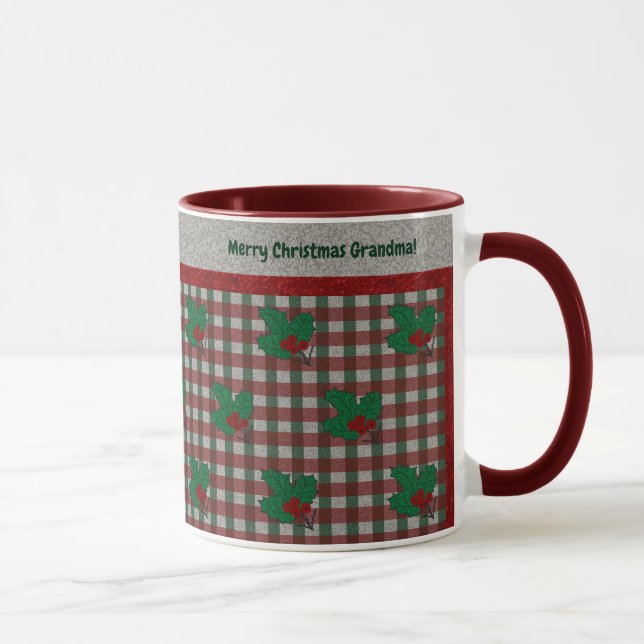 Taza Xmas Gingham de los años 1940 - Personalizado (Derecha)