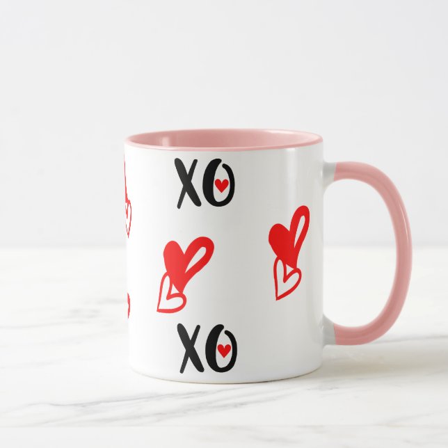 Taza XO XO Heart Valentines Day Mug - Cute Kawaii Love (Derecha)