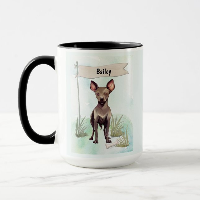 Taza Xoloitzcuintli Acuarela Perro Personalizado (Izquierda)
