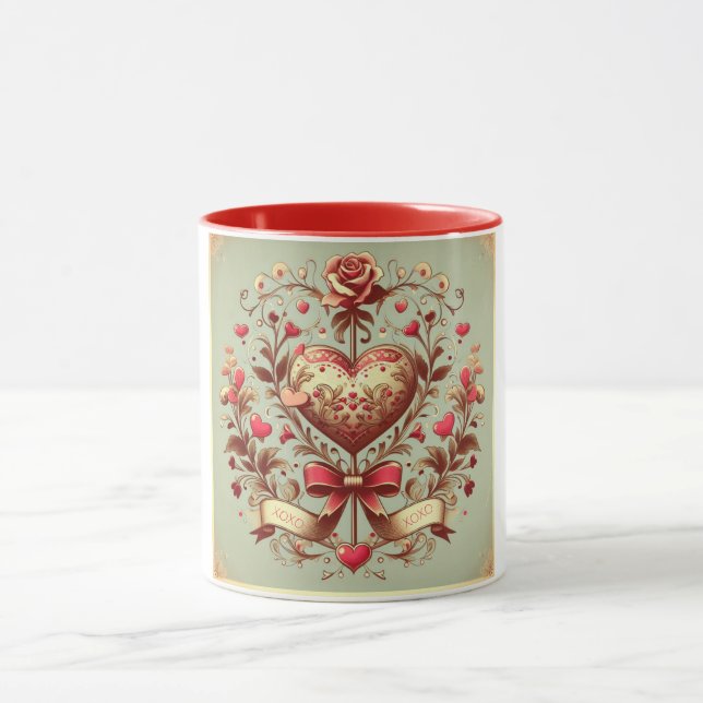 Taza xoxo de El día de San Valentín cardíaco ventilado (Centro)