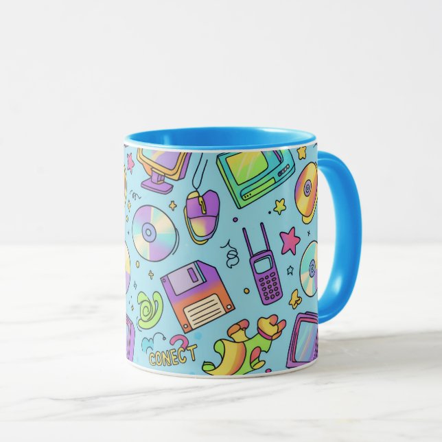 Taza Y2K Retro Tech Aesthetic Doodle Coffee Mug (Anverso derecho)