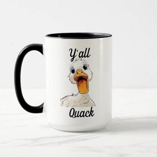 Taza Y`all Quack Funny Duck Mug (Izquierda)