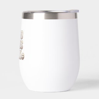 Taza y termo de viaje blancos solo con buenas vibr