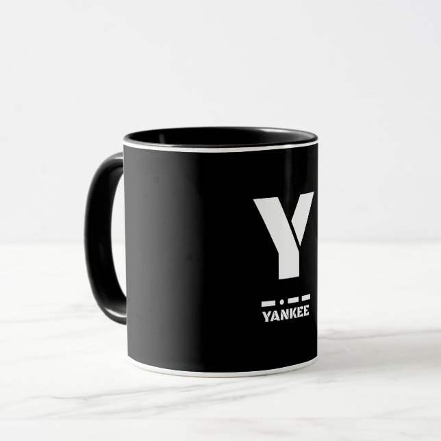 Taza Y(Yankee) Código fonético de la OTAN y Morse (Anverso izquierdo)