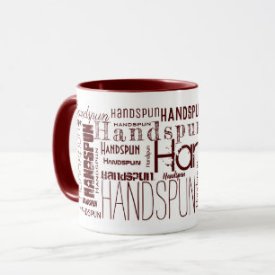 Taza ¡Yarn HANDSPUN! Tipografía Marrón rojo