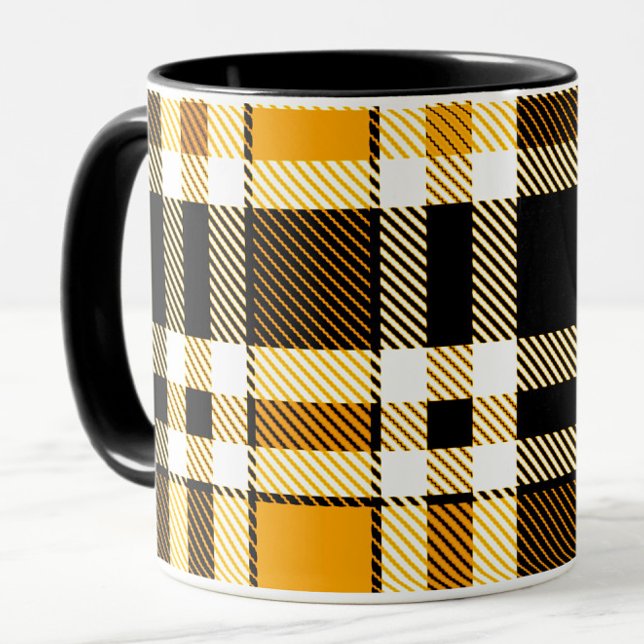 Taza Yellow Black White Flannel Tartan Pattern Design  (Subido por el creador)
