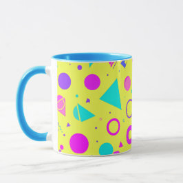 Taza Yellow Neon Memphis Geometric 80s Design