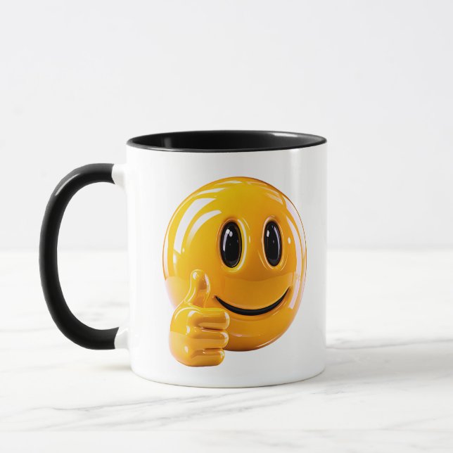 Taza Yellow Smiley Face Thumbs Up Illustration (Izquierda)