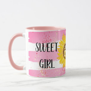 Taza Yellow Sunflower trendy vibrant color paper art