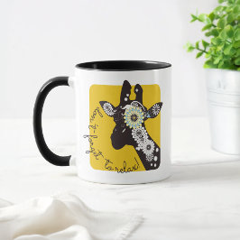 Taza Yellow White and Black Funky Cool Paisley Giraffe