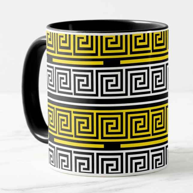 Taza Yellow White Black Greek Key Fret Pattern Design  (Subido por el creador)
