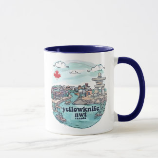 Taza Yellowknife NWT Canada Cute Pastel Skyline 