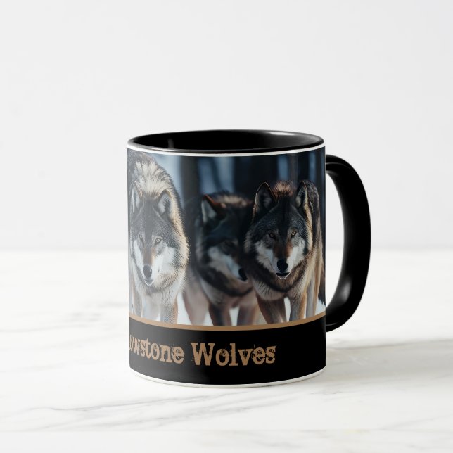 Taza Yellowstone Wolves Coffee Mug Two-Tone (Anverso derecho)