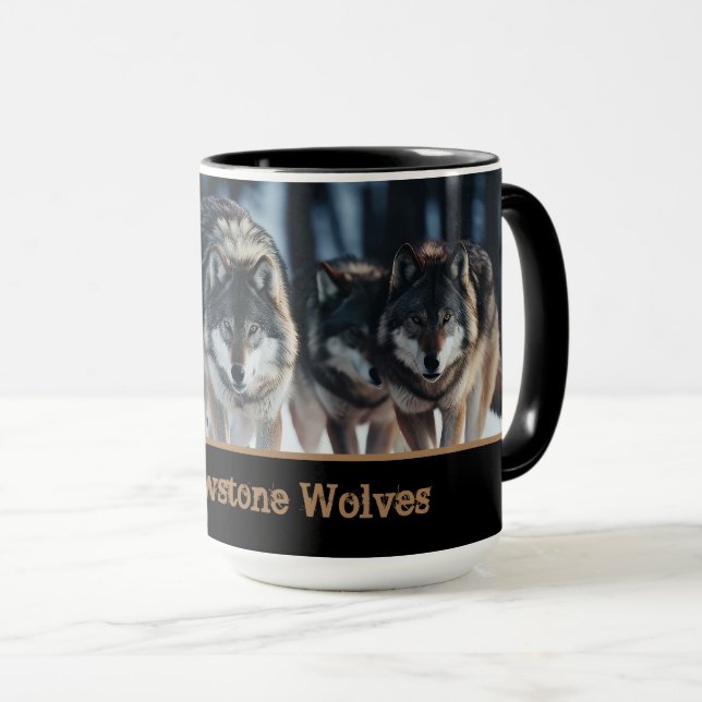 Taza Yellowstone Wolves Coffee Mug Two-Tone (Anverso derecho)