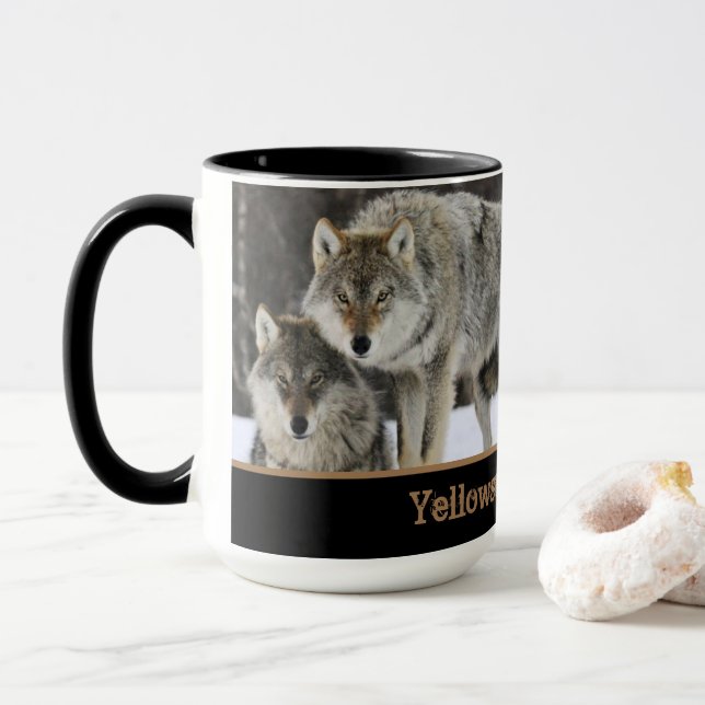 Taza Yellowstone Wolves Coffee Mug Two-Tone (Con donut)