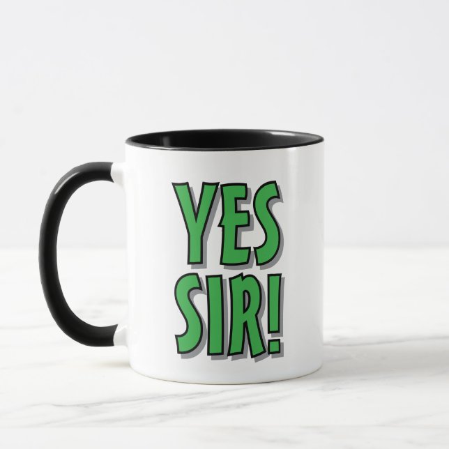 Taza Yes Sir! No Sir! funny typographic coffee mug gift (Izquierda)