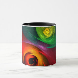 Taza Yin Verde Rojo Yang Patrón de arte abstracto moder